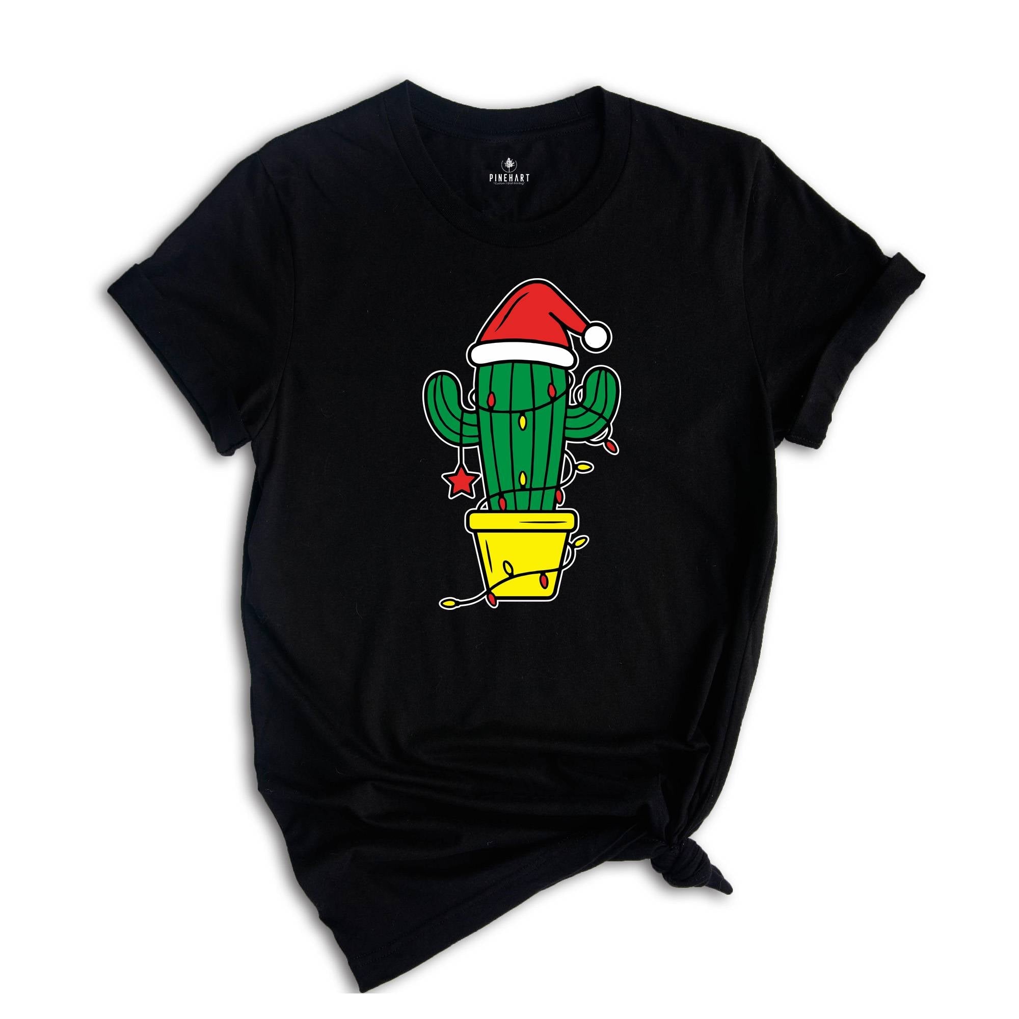 Christmas Lights Cactus Shirt, Holiday Cactus T-Shirt, Cute Cactus Shirt, Xmas Cactus Shirt, Western Christmas Shirt, Cactus Lover Shirt