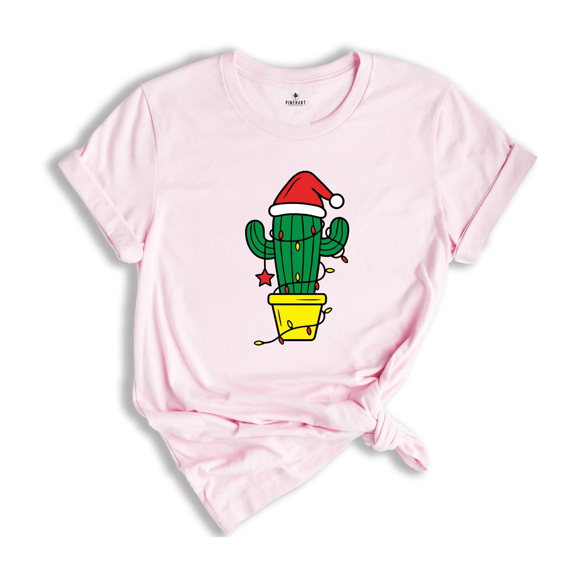 Christmas Lights Cactus Shirt, Holiday Cactus T-Shirt, Cute Cactus Shirt, Xmas Cactus Shirt, Western Christmas Shirt, Cactus Lover Shirt