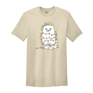 Christmas Lights Cat Shirt, Cute Cat Christmas Shirt, Christmas Cat Shirt, Cat Mom Christmas Shirt, Funny Christmas Shirt, Cat Lover Shirt