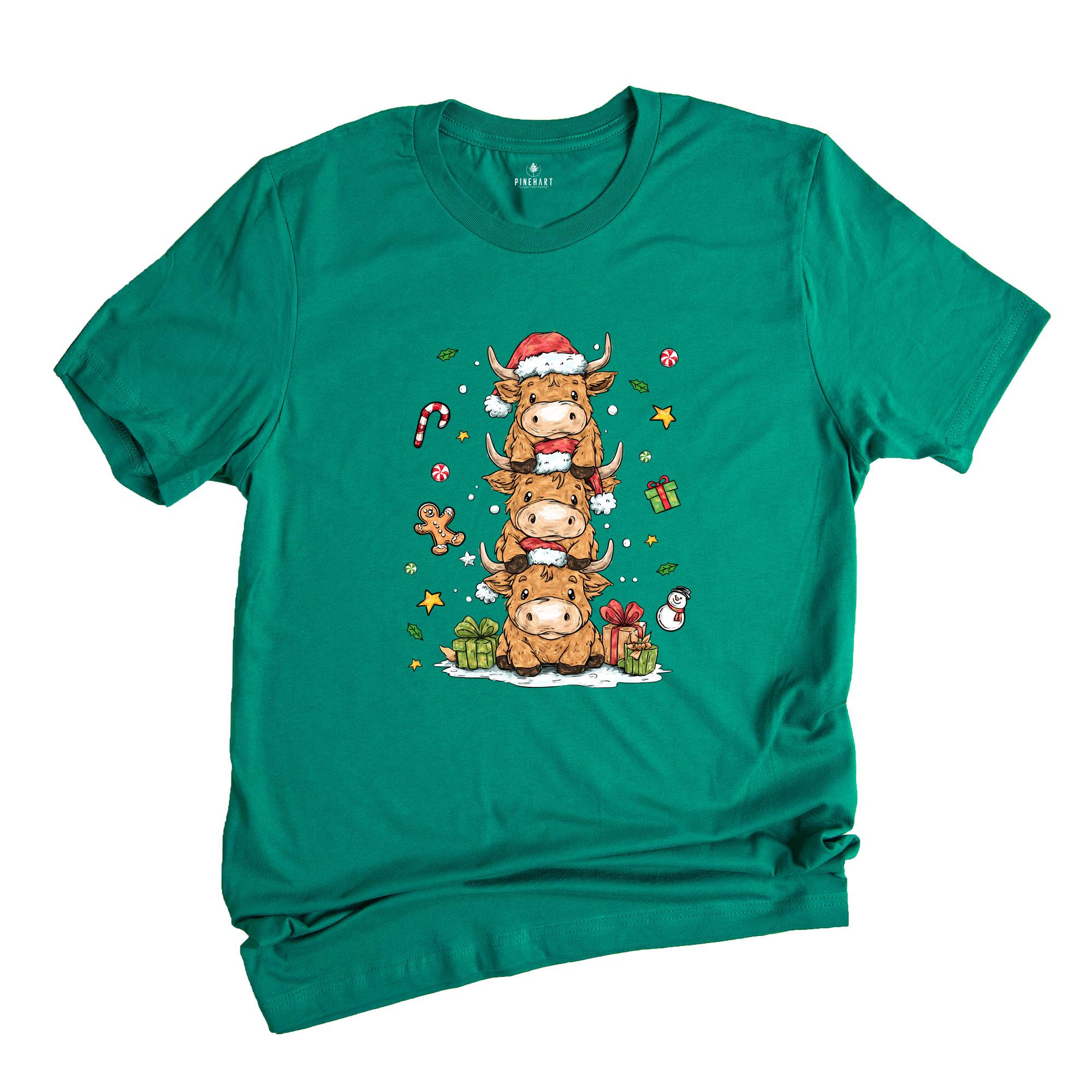 Christmas Lights Cow Shirt, Christmas Cow Shirt, Funny Animals Shirt, Christmas Highland Cow Tee, Christmas Shirt, Christmas Gifts