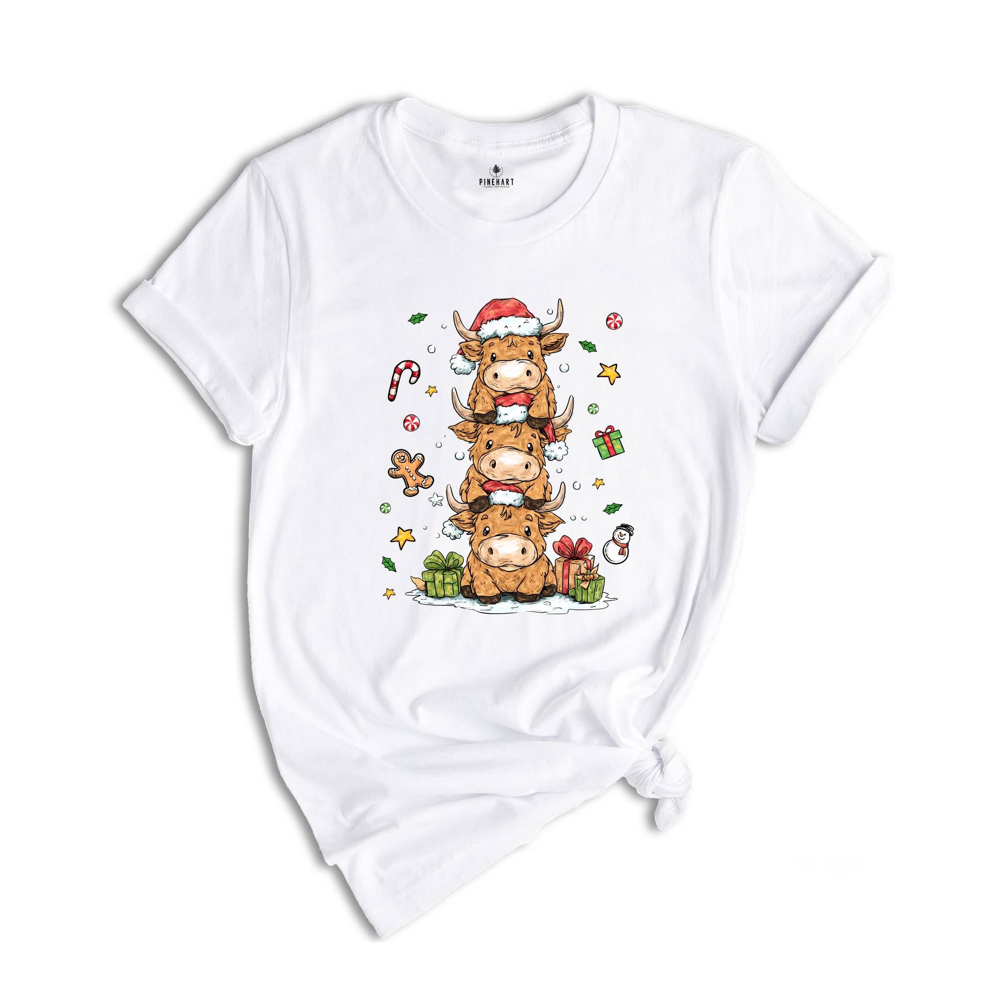 Christmas Lights Cow Shirt, Christmas Cow Shirt, Funny Animals Shirt, Christmas Highland Cow Tee, Christmas Shirt, Christmas Gifts