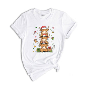 Christmas Lights Cow Shirt, Christmas Cow Shirt, Funny Animals Shirt, Christmas Highland Cow Tee, Christmas Shirt, Christmas Gifts