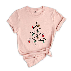 Christmas Lights Tree Shirt, Cute Christmas T-Shirt, Holiday Apparel, Family Christmas Shirt, Christmas Party Shirt