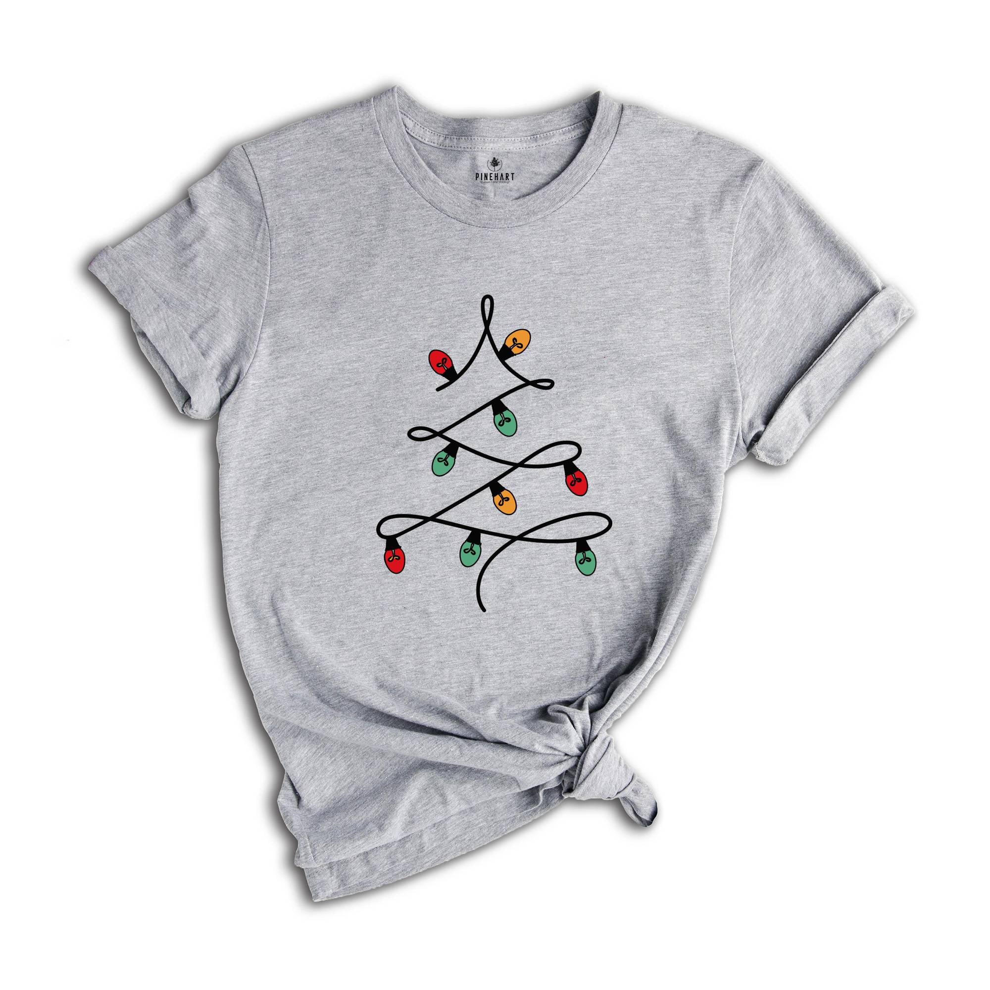 Christmas Lights Tree Shirt, Cute Christmas T-Shirt, Holiday Apparel, Family Christmas Shirt, Christmas Party Shirt