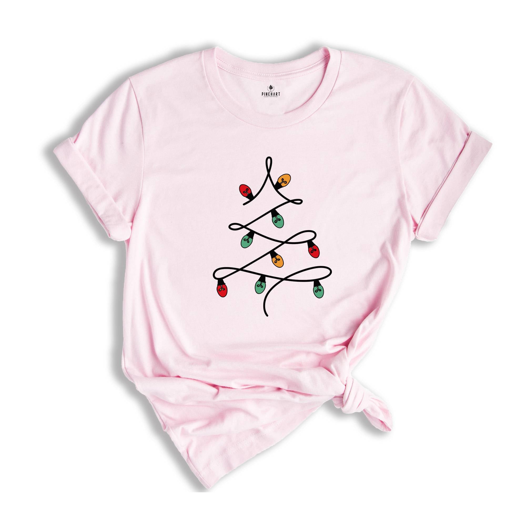 Christmas Lights Tree Shirt, Cute Christmas T-Shirt, Holiday Apparel, Family Christmas Shirt, Christmas Party Shirt