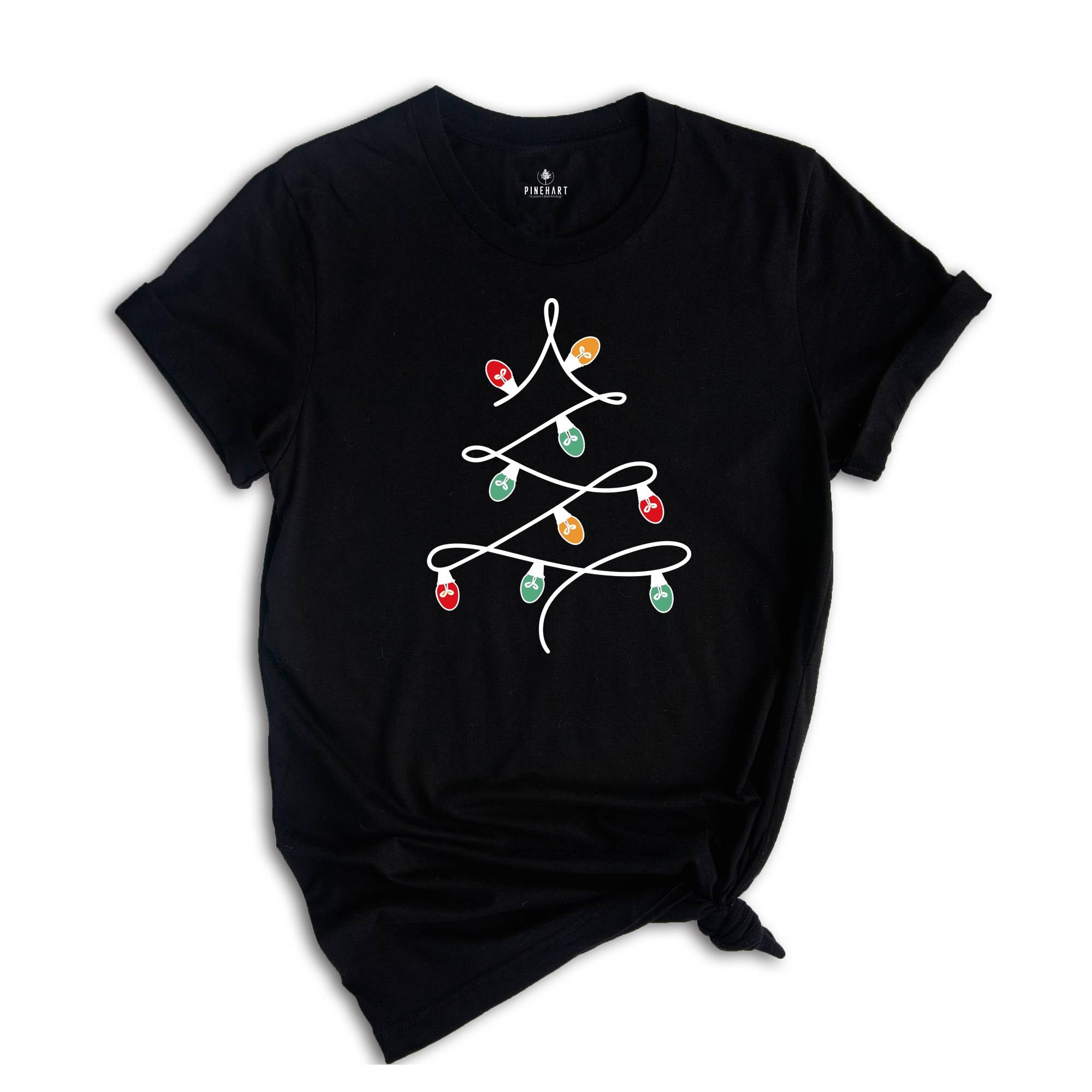 Christmas Lights Tree Shirt, Cute Christmas T-Shirt, Holiday Apparel, Family Christmas Shirt, Christmas Party Shirt