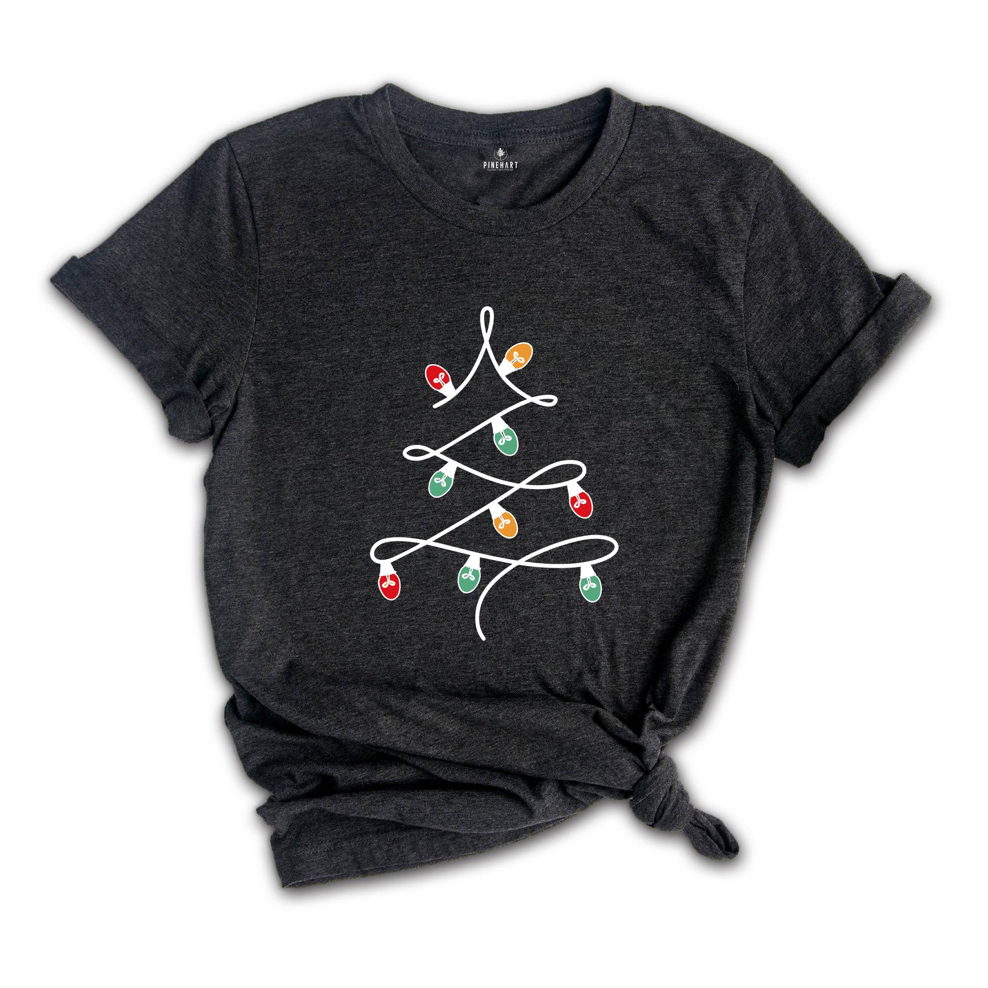 Christmas Lights Tree Shirt, Cute Christmas T-Shirt, Holiday Apparel, Family Christmas Shirt, Christmas Party Shirt