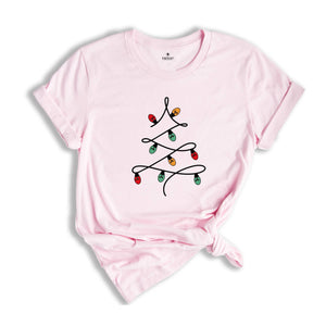 Christmas Lights Tree Shirt, Cute Christmas T-Shirt, Holiday Apparel, Family Christmas Shirt, Christmas Party Shirt