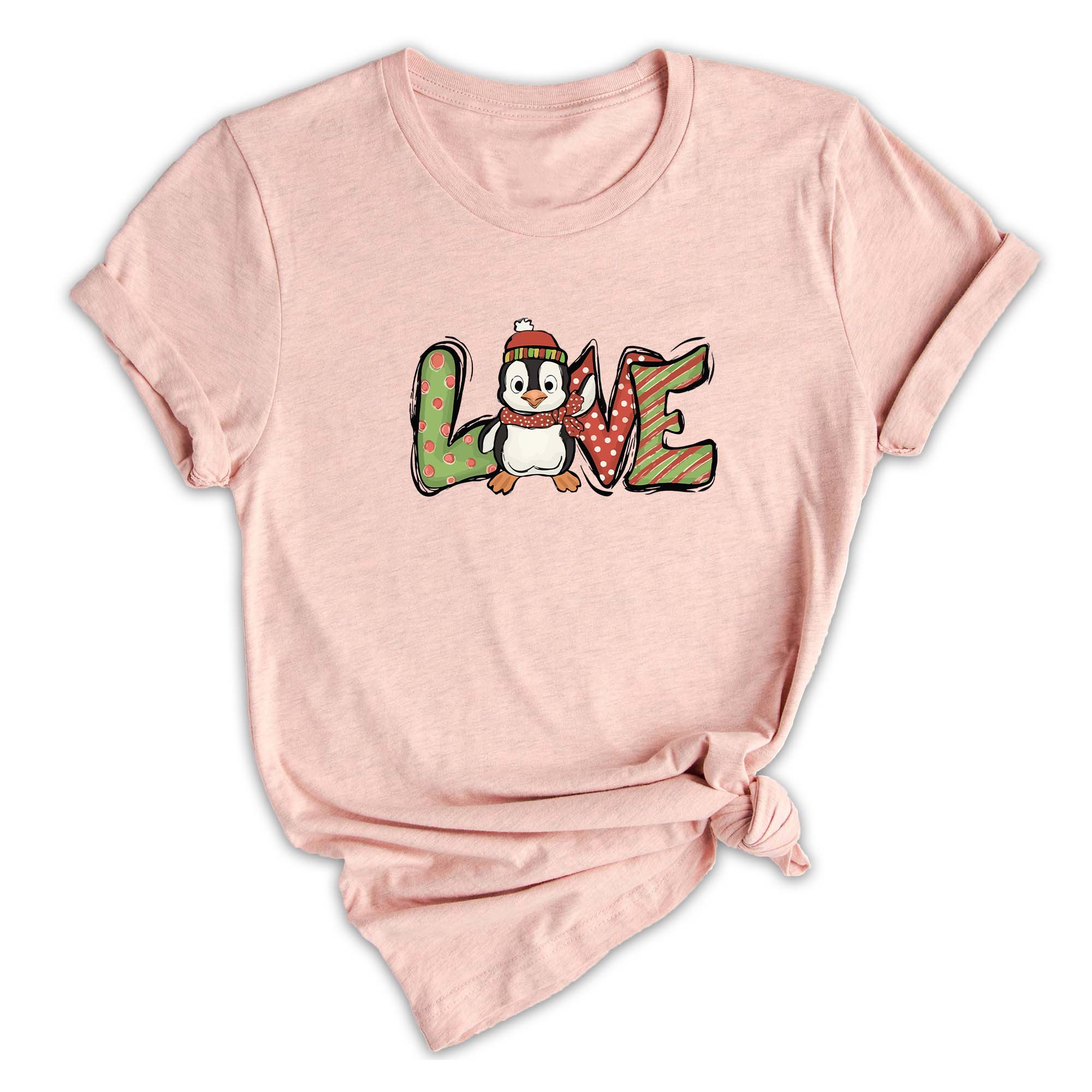 Christmas Love Penguin Shirt, Cute Christmas Tee, Christmas Gift, Cute Penguin T-Shirt, Christmas Penguin Tee, Happy New Year Shirt