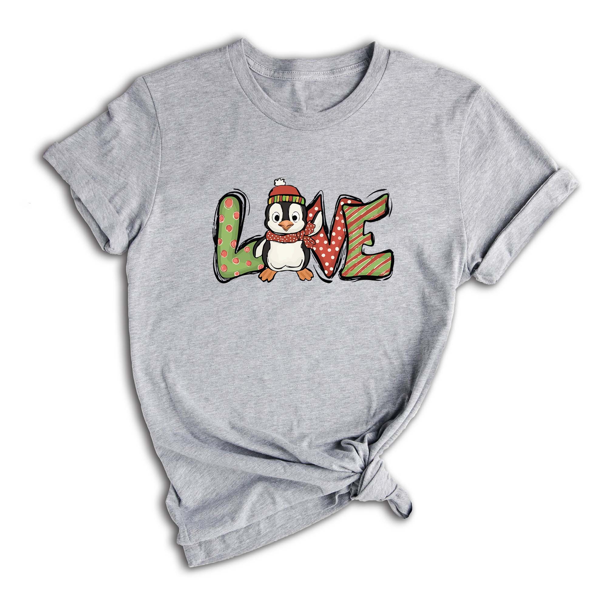 Christmas Love Penguin Shirt, Cute Christmas Tee, Christmas Gift, Cute Penguin T-Shirt, Christmas Penguin Tee, Happy New Year Shirt