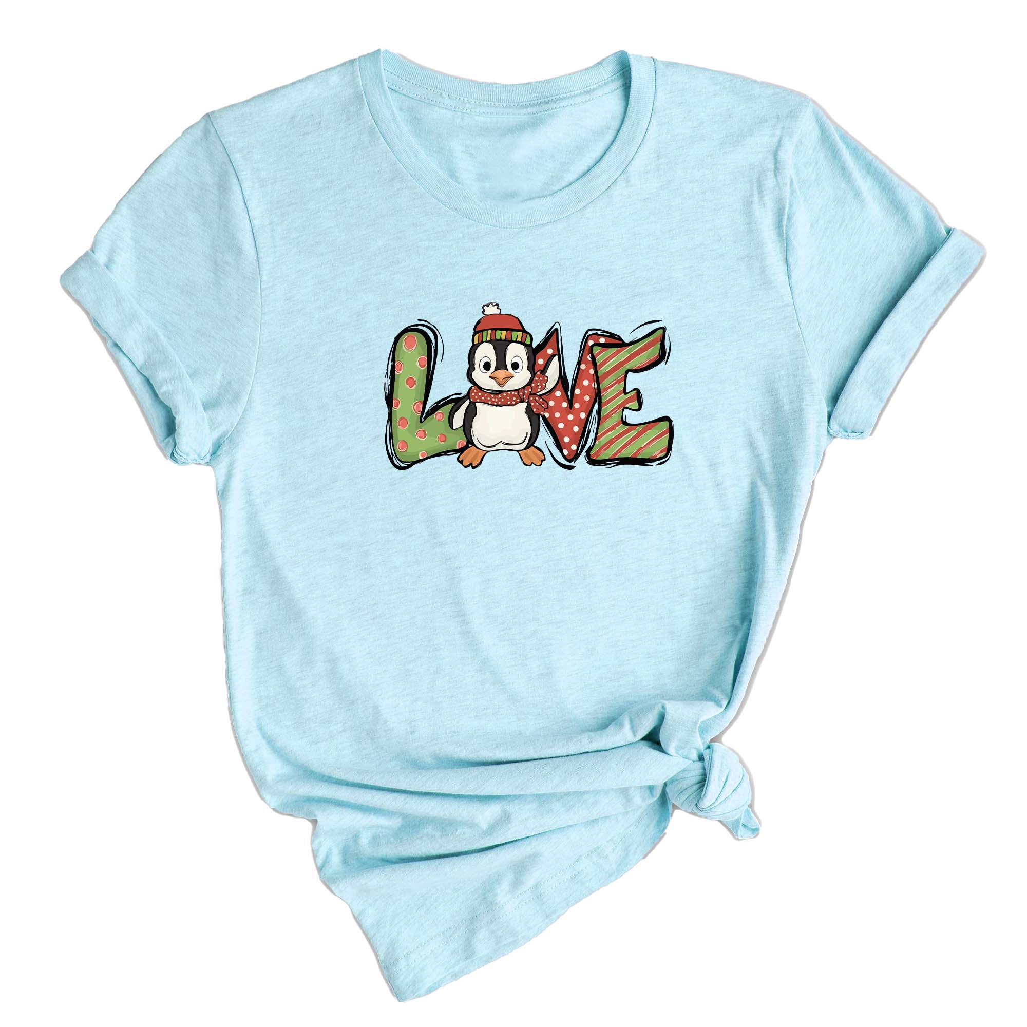 Christmas Love Penguin Shirt, Cute Christmas Tee, Christmas Gift, Cute Penguin T-Shirt, Christmas Penguin Tee, Happy New Year Shirt