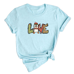 Christmas Love Penguin Shirt, Cute Christmas Tee, Christmas Gift, Cute Penguin T-Shirt, Christmas Penguin Tee, Happy New Year Shirt