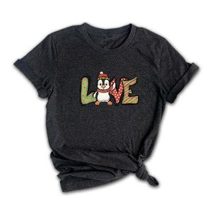 Christmas Love Penguin Shirt, Cute Christmas Tee, Christmas Gift, Cute Penguin T-Shirt, Christmas Penguin Tee, Happy New Year Shirt