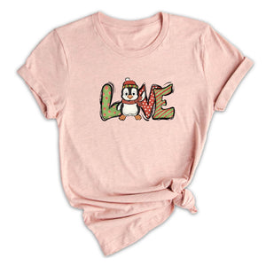 Christmas Love Penguin Shirt, Cute Christmas Tee, Christmas Gift, Cute Penguin T-Shirt, Christmas Penguin Tee, Happy New Year Shirt