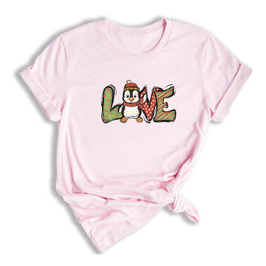 Christmas Love Penguin Shirt, Cute Christmas Tee, Christmas Gift, Cute Penguin T-Shirt, Christmas Penguin Tee, Happy New Year Shirt