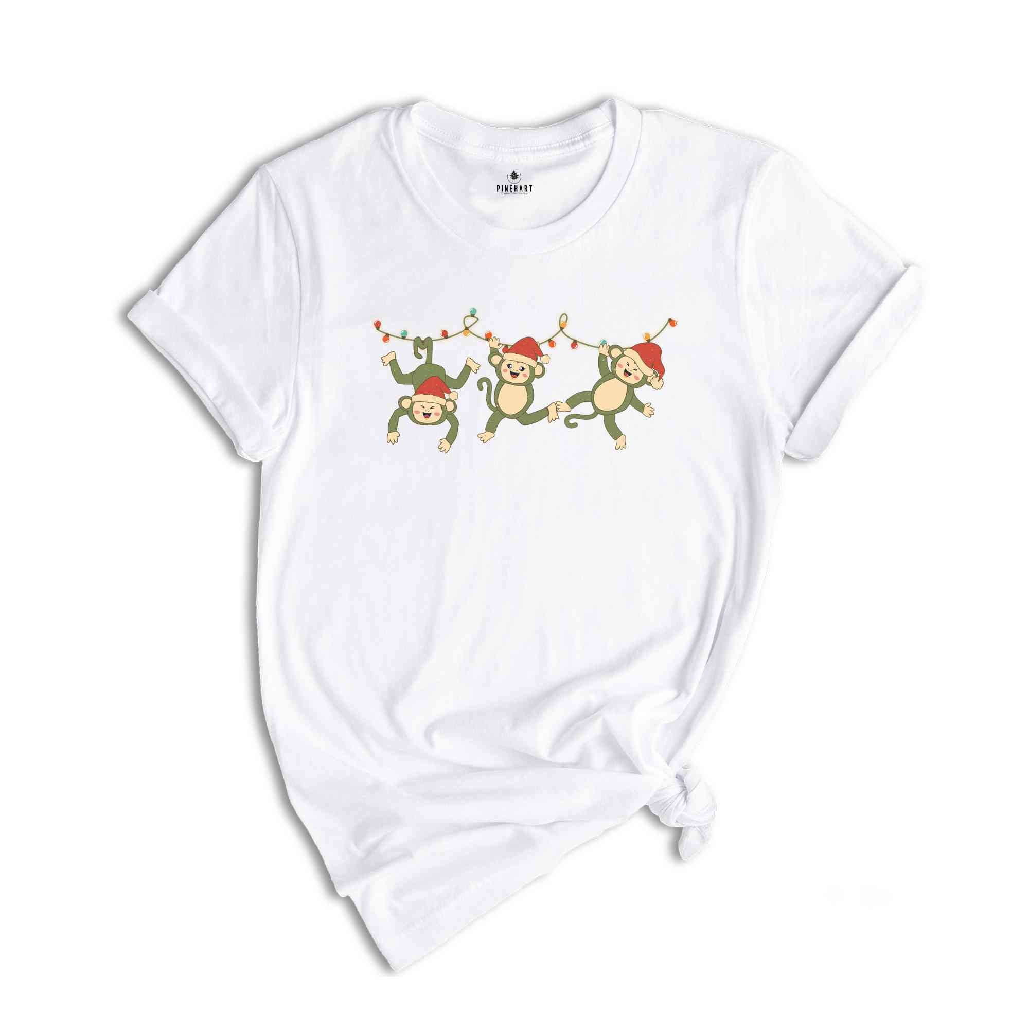 Christmas Monkey Shirt, Funny Monkey Gift, Christmas Animal Shirt, Animal Lover Tee, Nature Lover Shirt