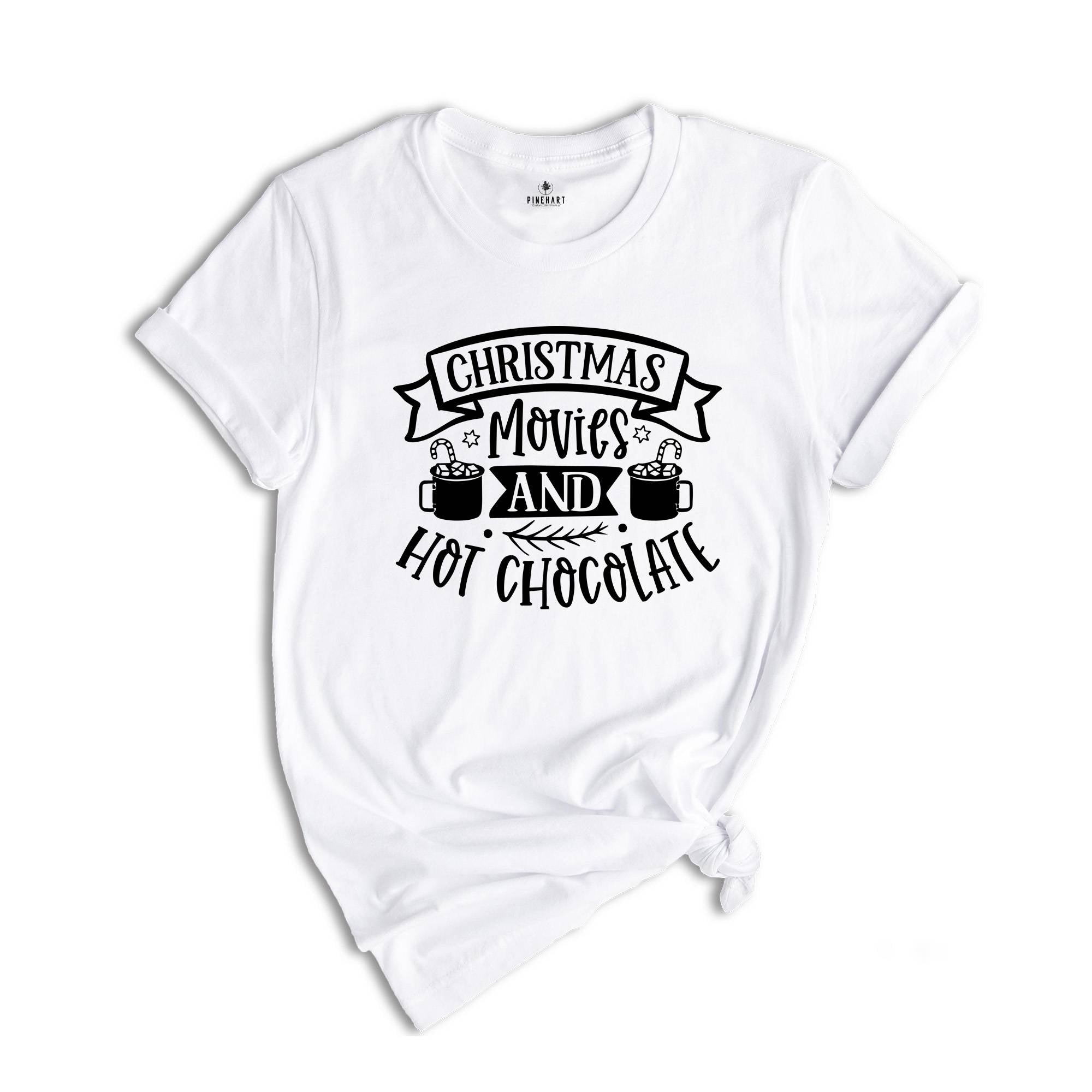 Christmas Movies & Hot Chocolate T-Shirt, Cute Holiday Tee, Holiday Season Gift, Christmas Movies Shirt, Christmas Sweatshirt