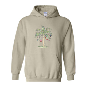 Christmas Palm Tree Hoodie, Tropical Christmas Hoodie, Aloha Christmas Sweater, Holiday Beach Hoodie