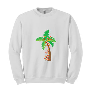 Christmas Palm Tree Sweatshirt, Tropical Xmas Sweatshirt, Florida Christmas Sweatshirt, Beach Aloha Christmas Sweatshirt, Hawaiian Sweater