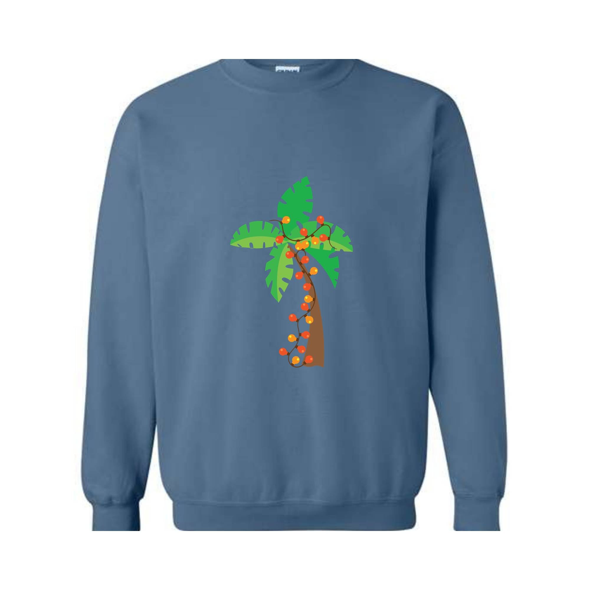 Christmas Palm Tree Sweatshirt, Tropical Xmas Sweatshirt, Florida Christmas Sweatshirt, Beach Aloha Christmas Sweatshirt, Hawaiian Sweater