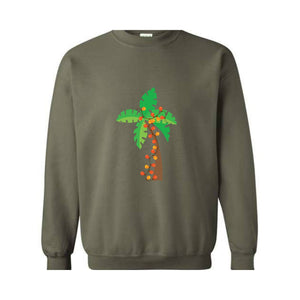 Christmas Palm Tree Sweatshirt, Tropical Xmas Sweatshirt, Florida Christmas Sweatshirt, Beach Aloha Christmas Sweatshirt, Hawaiian Sweater