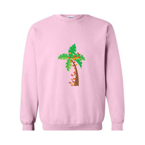 Christmas Palm Tree Sweatshirt, Tropical Xmas Sweatshirt, Florida Christmas Sweatshirt, Beach Aloha Christmas Sweatshirt, Hawaiian Sweater