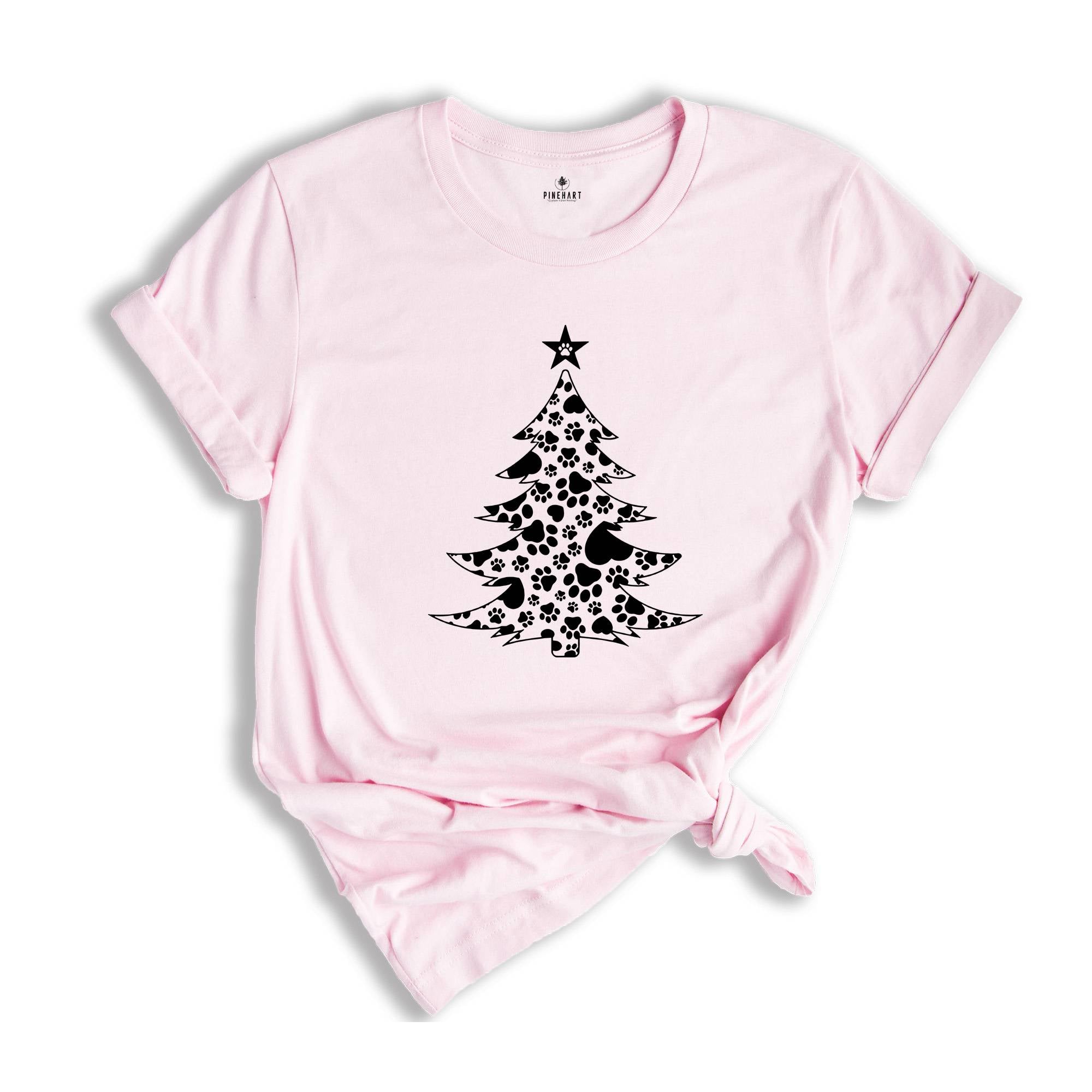 Christmas Paw Tree Shirt, Santa Hat Paw T-Shirt, Pet Christmas Hat, Pet Owner Christmas Tee, Christmas Pajamas