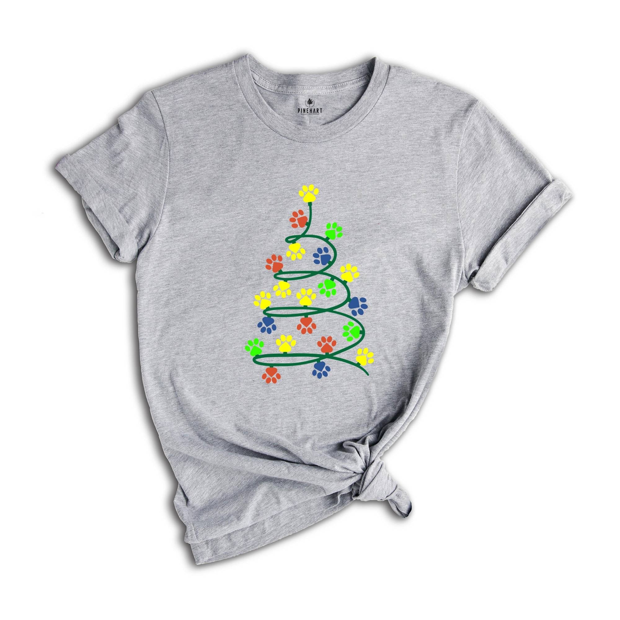 Christmas Paw Tree Shirt, Santa Hat Paw T-shirt, Pet Christmas Hat, Pet Owner Christmas Tee, Christmas Pajamas