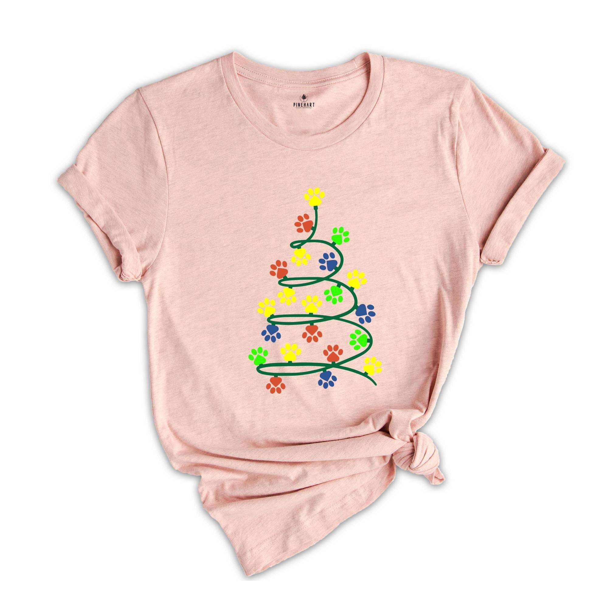 Christmas Paw Tree Shirt, Santa Hat Paw T-shirt, Pet Christmas Hat, Pet Owner Christmas Tee, Christmas Pajamas