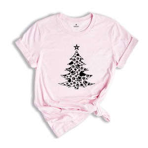 Christmas Paw Tree Shirt, Santa Hat Paw T-Shirt, Pet Christmas Hat, Pet Owner Christmas Tee, Christmas Pajamas