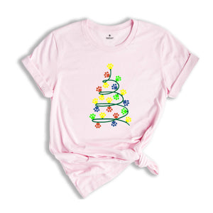 Christmas Paw Tree Shirt, Santa Hat Paw T-shirt, Pet Christmas Hat, Pet Owner Christmas Tee, Christmas Pajamas