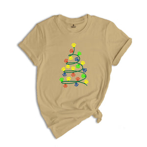 Christmas Paw Tree Shirt, Santa Hat Paw T-shirt, Pet Christmas Hat, Pet Owner Christmas Tee, Christmas Pajamas