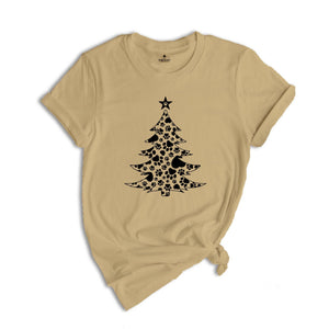 Christmas Paw Tree Shirt, Santa Hat Paw T-Shirt, Pet Christmas Hat, Pet Owner Christmas Tee, Christmas Pajamas