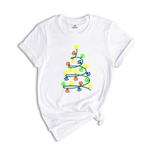 Christmas Paw Tree Shirt, Santa Hat Paw T-shirt, Pet Christmas Hat, Pet Owner Christmas Tee, Christmas Pajamas