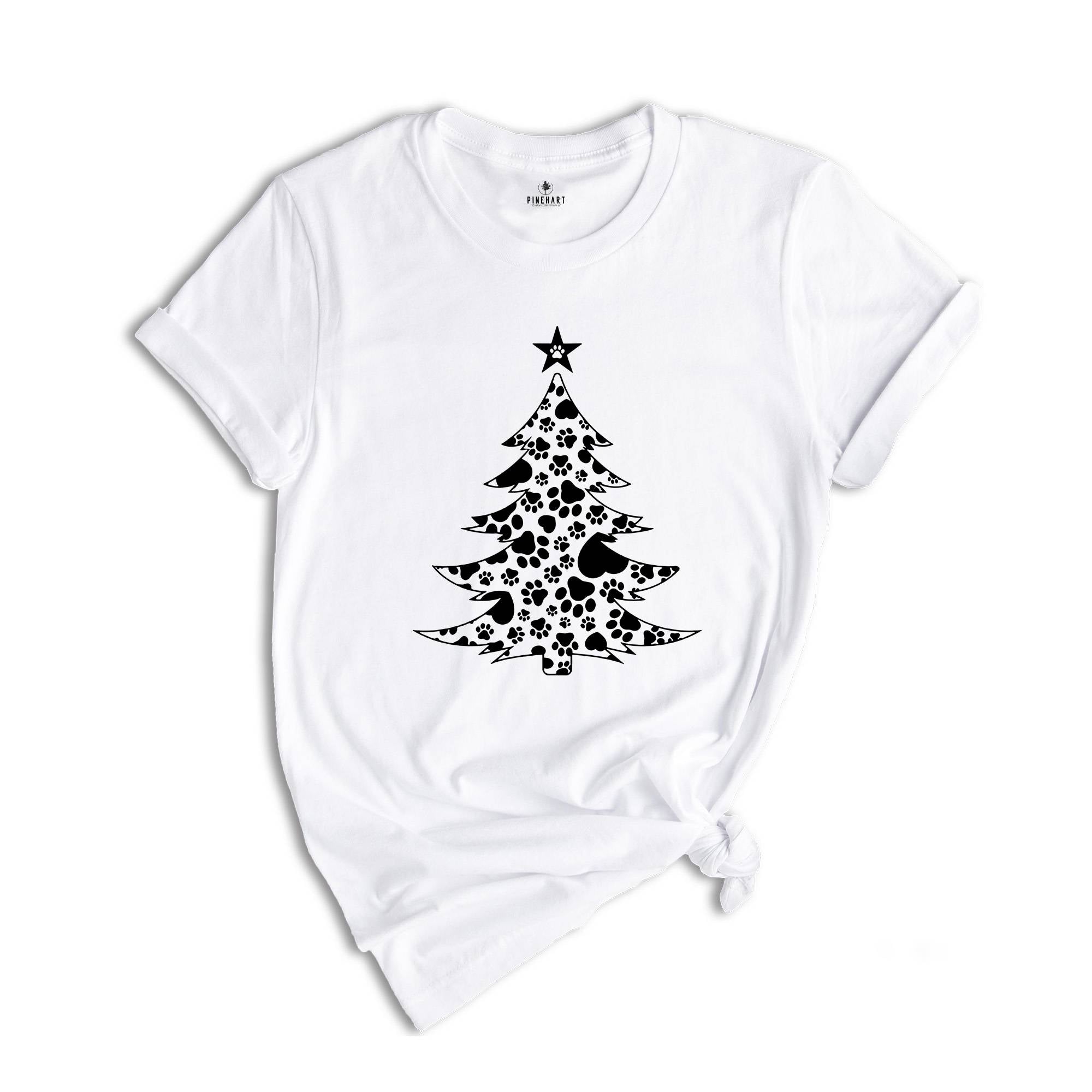 Christmas Paw Tree Shirt, Santa Hat Paw T-Shirt, Pet Christmas Hat, Pet Owner Christmas Tee, Christmas Pajamas