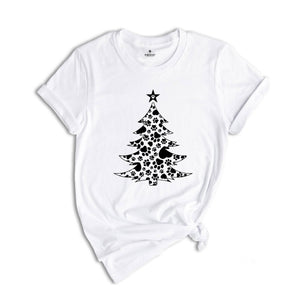 Christmas Paw Tree Shirt, Santa Hat Paw T-Shirt, Pet Christmas Hat, Pet Owner Christmas Tee, Christmas Pajamas