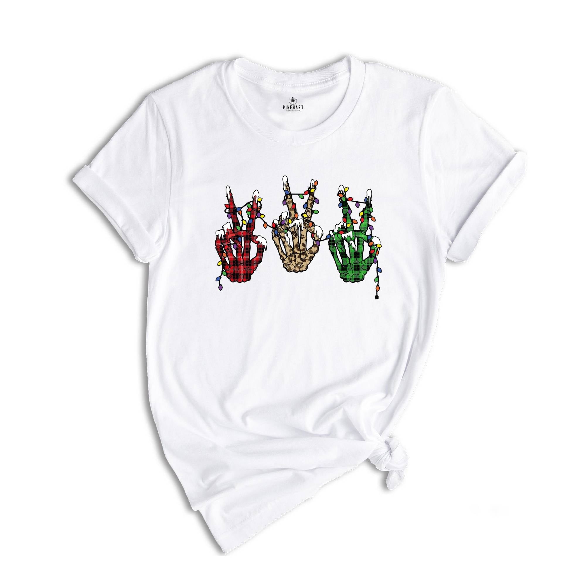 Christmas Peace Skeleton Hands Shirt, Skeleton Christmas T-Shirt, Skeleton Hands Shirt, Holiday Shirt, Christmas Party Shirt