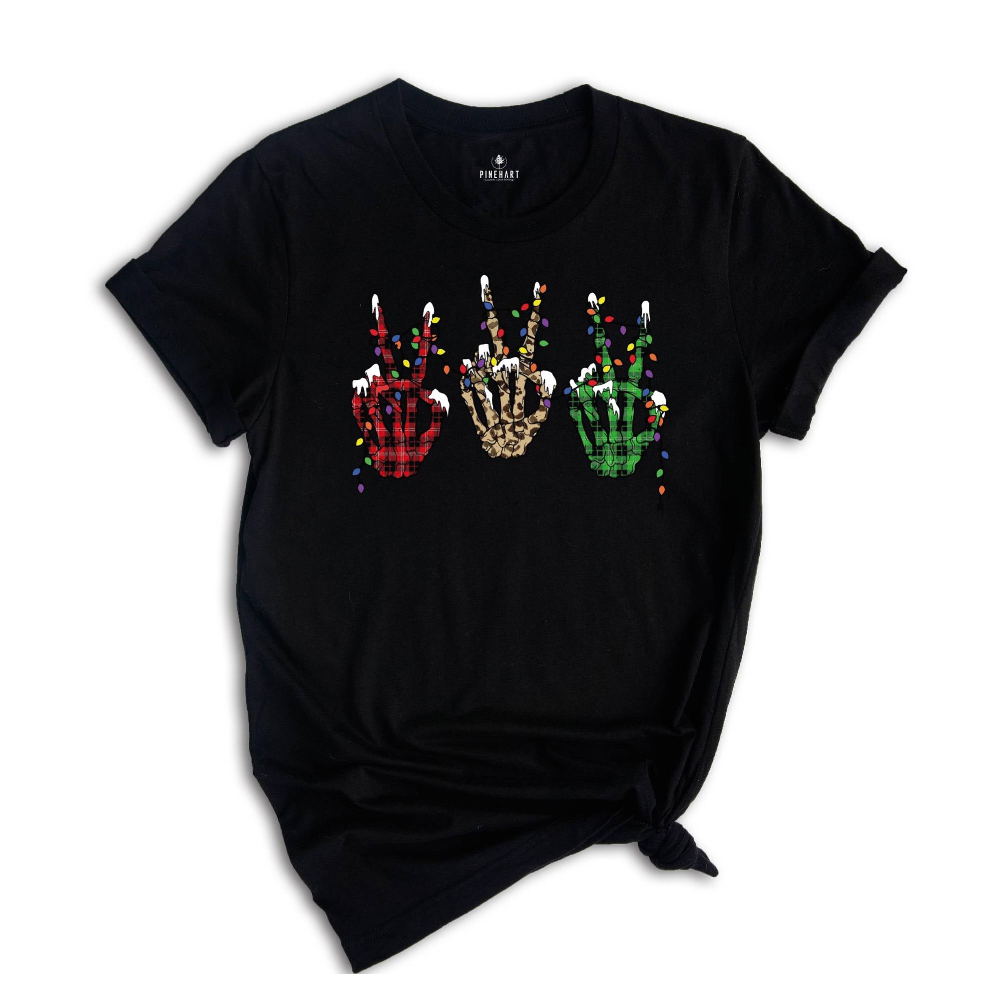 Christmas Peace Skeleton Hands Shirt, Skeleton Christmas T-Shirt, Skeleton Hands Shirt, Holiday Shirt, Christmas Party Shirt