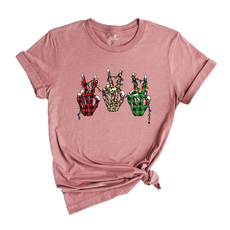 Christmas Peace Skeleton Hands Shirt, Skeleton Christmas T-Shirt, Skeleton Hands Shirt, Holiday Shirt, Christmas Party Shirt