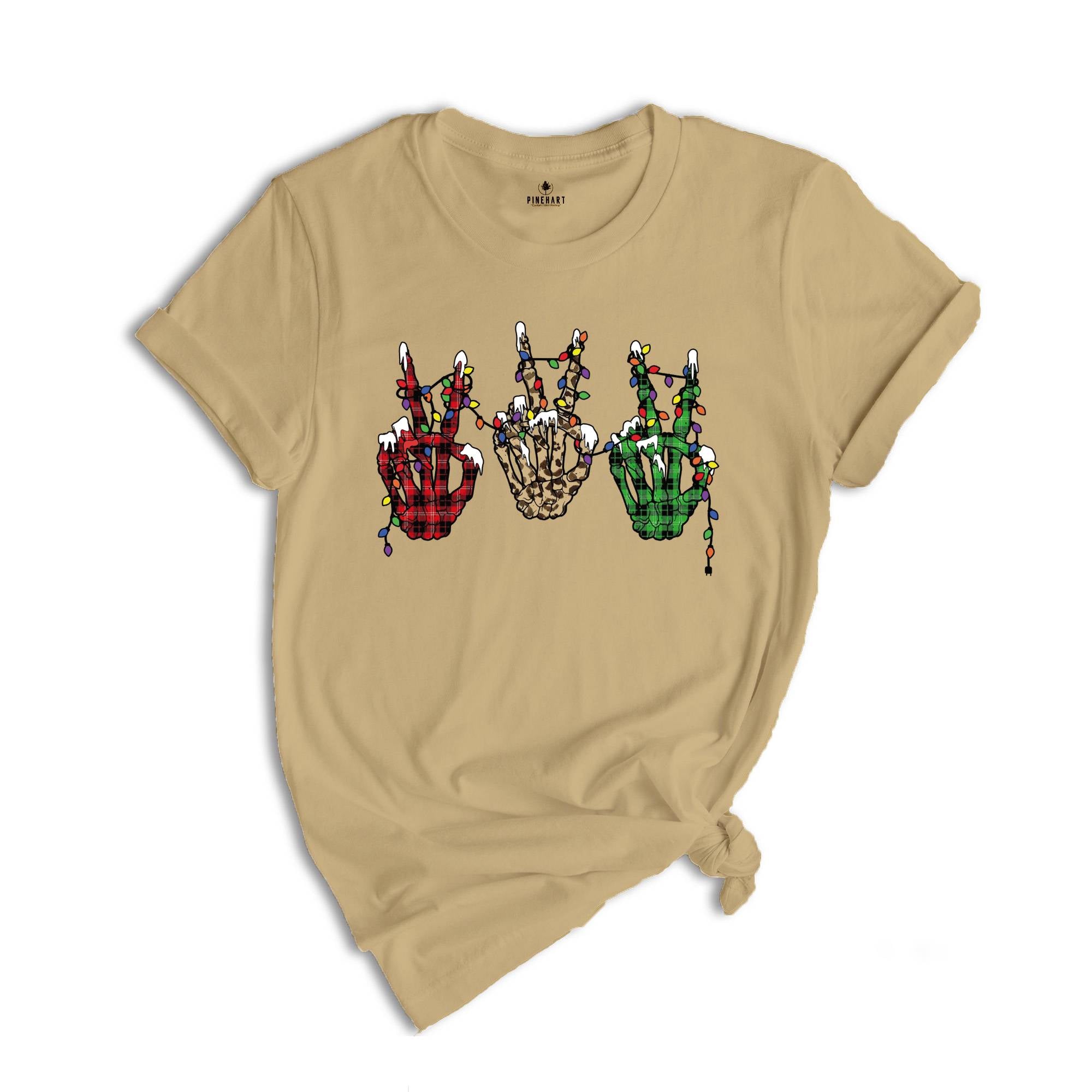 Christmas Peace Skeleton Hands Shirt, Skeleton Christmas T-Shirt, Skeleton Hands Shirt, Holiday Shirt, Christmas Party Shirt
