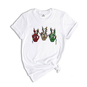 Christmas Peace Skeleton Hands Shirt, Skeleton Christmas T-Shirt, Skeleton Hands Shirt, Holiday Shirt, Christmas Party Shirt