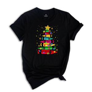 Christmas Pencil Tree Shirt: Teacher Holiday Tee, Merry Teacher Xmas Shirt, Christmas School Party Teacher Tee