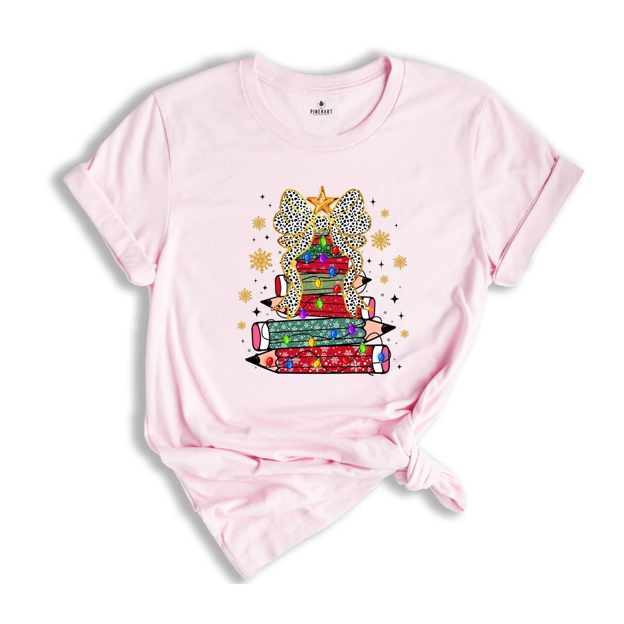 Christmas Pencil Tree Shirt: Teacher Holiday Tee, Merry Teacher Xmas Shirt, Christmas School Party Teacher Tee