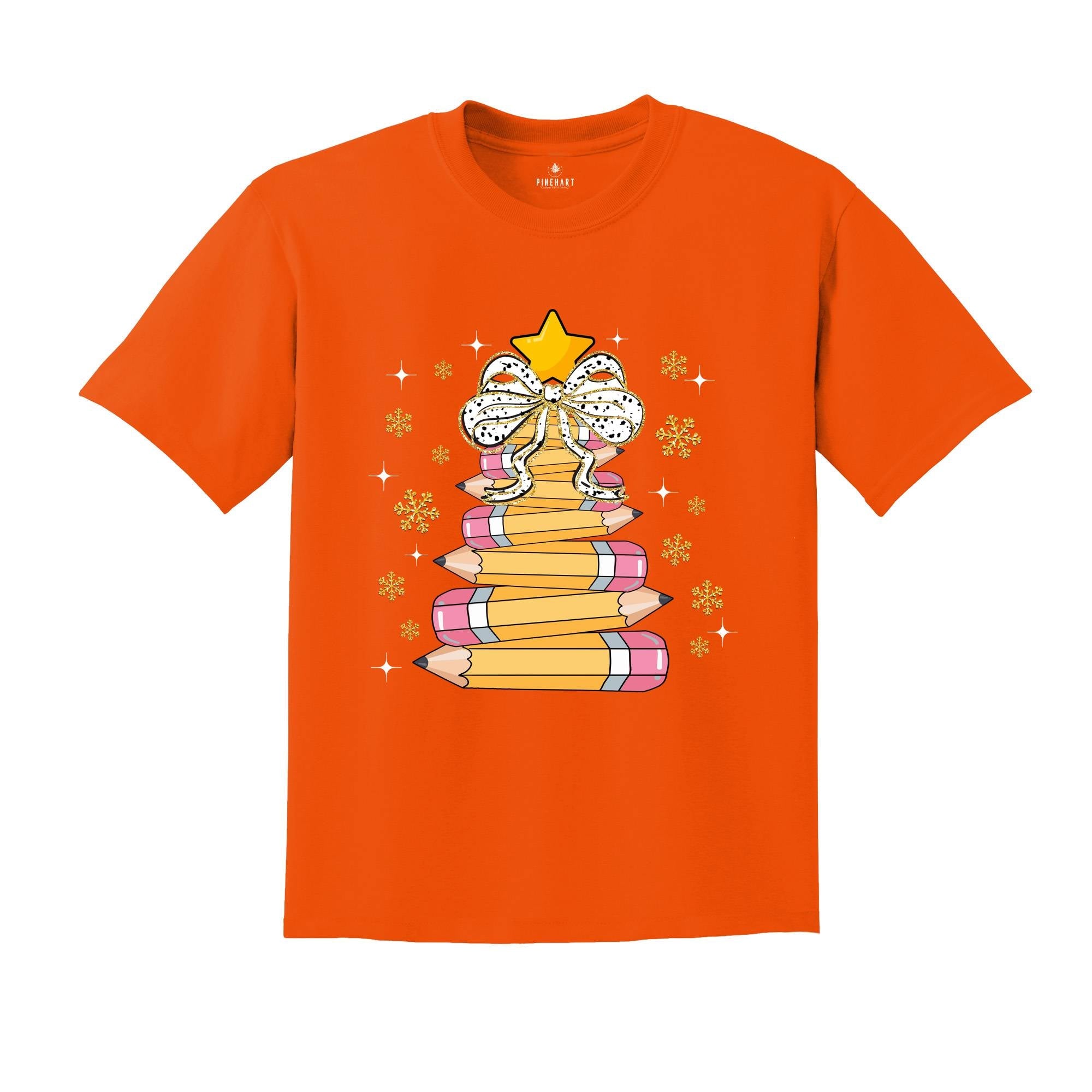 Christmas Pencil Tree Shirt: Teacher Holiday Tee, Merry Teacher Xmas Shirt, Christmas School Party Teacher Tee