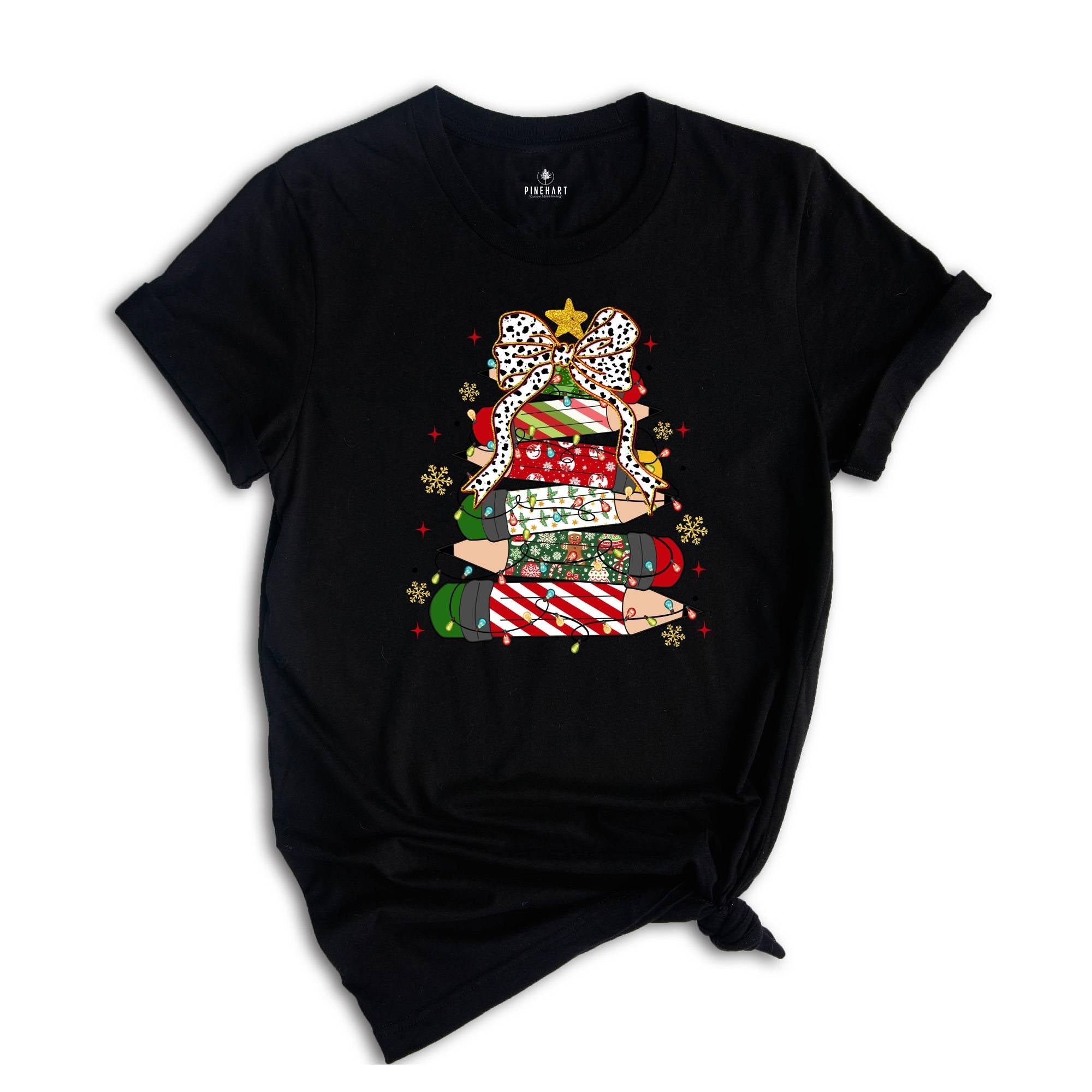 Christmas Pencil Tree Shirt: Teacher Holiday Tee, Merry Teacher Xmas Shirt, Christmas School Party Teacher Tee