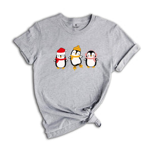 Christmas Penguin Shirt, Cute Christmas Tee, Christmas Gift, Penguin In Santa Hat, Cute Penguin Tee
