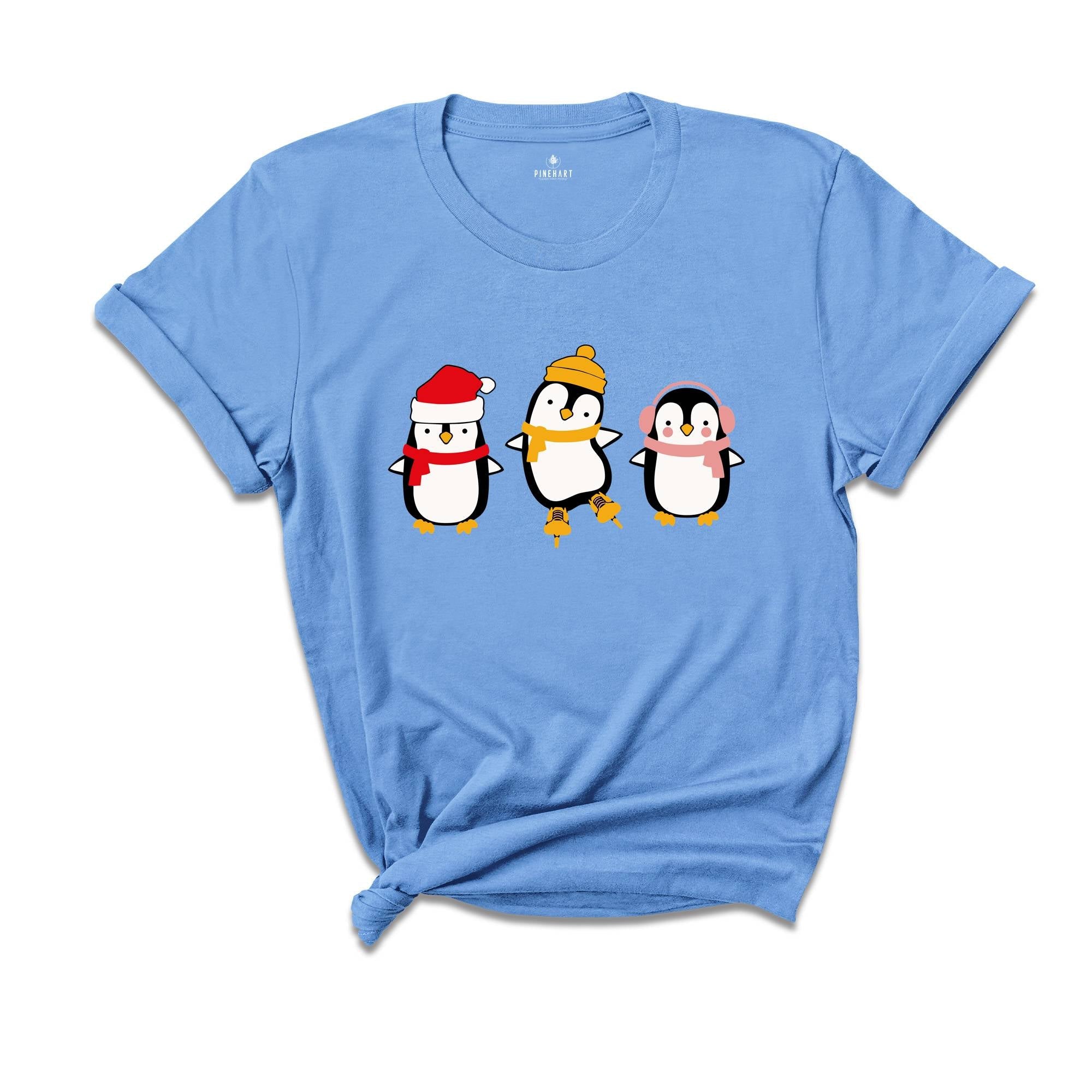 Christmas Penguin Shirt, Cute Christmas Tee, Christmas Gift, Penguin In Santa Hat, Cute Penguin Tee