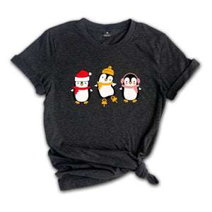 Christmas Penguin Shirt, Cute Christmas Tee, Christmas Gift, Penguin In Santa Hat, Cute Penguin Tee