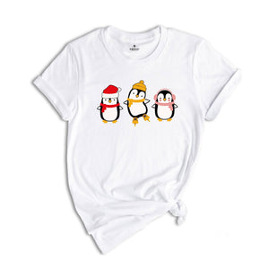 Christmas Penguin Shirt, Cute Christmas Tee, Christmas Gift, Penguin In Santa Hat, Cute Penguin Tee