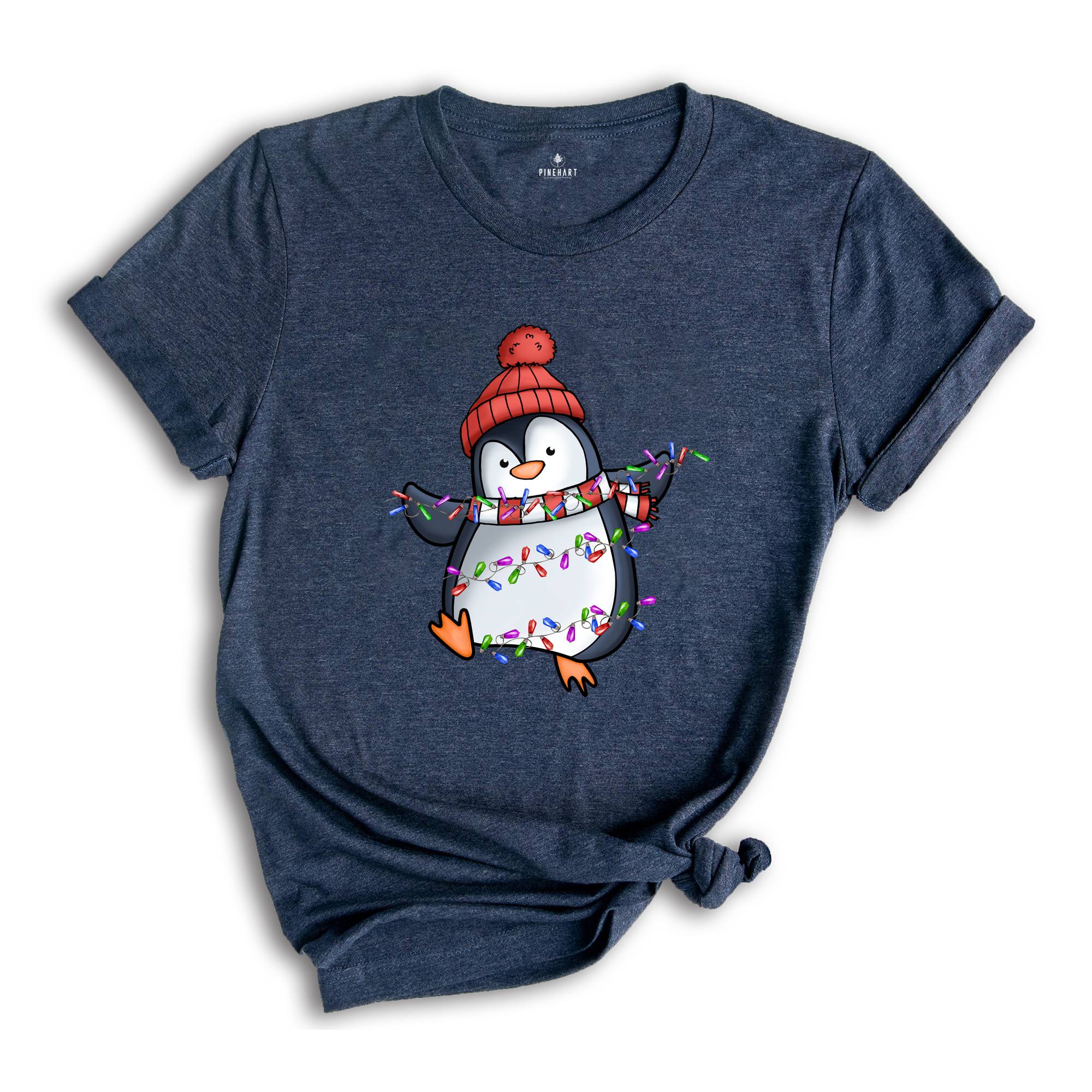 Christmas Penguin Shirt, Penguin Holiday Tee, Cute Animal T-Shirt, Christmas Gifts, Family Christmas Shirt, Christmas Lights Shirt